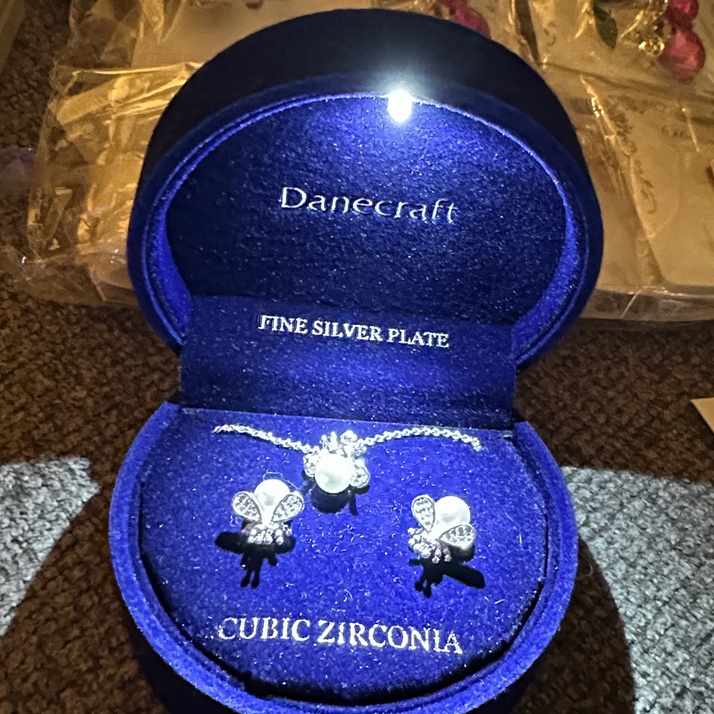 Danecraft Silver-Tone Pearl & Cubic Zirconia Earrings - White Pearls